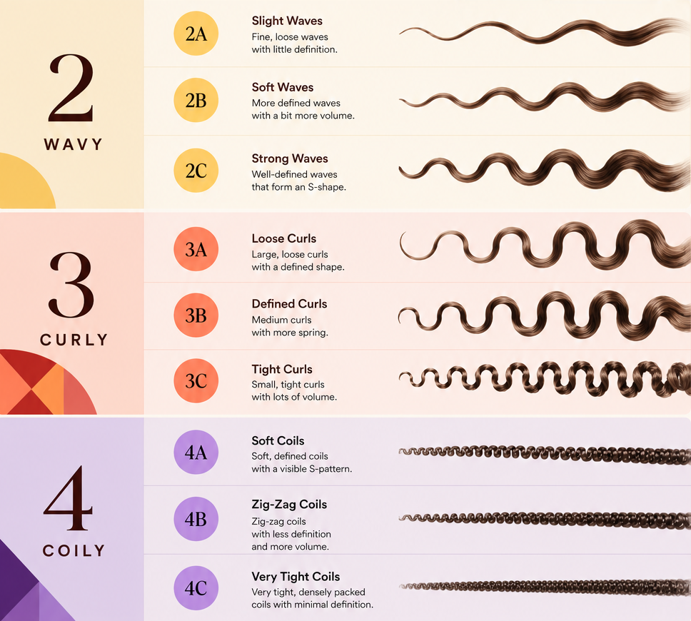 Curl Pattern from 2a,2c,2b,3a,3b ,3c,4a,4b,4c 